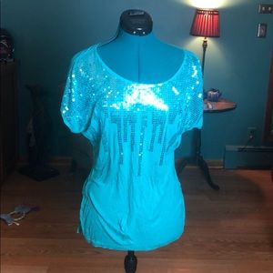 Teal Sequin Detail Top
